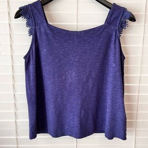Soft Surroundings Tank Top with crochet trim size Petite M